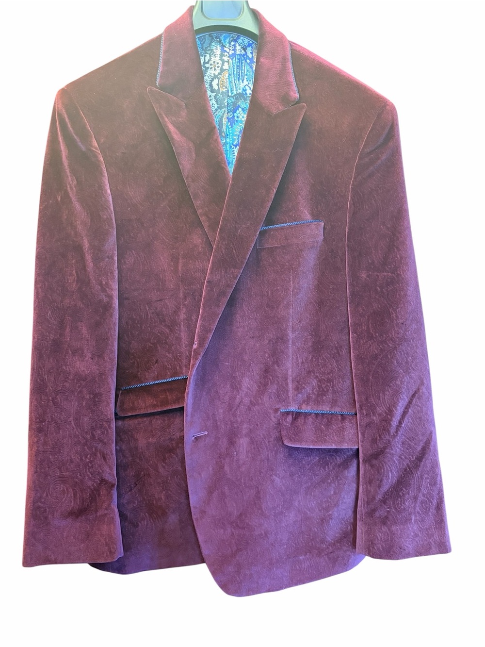 Robert Graham 48 Plum Burgundy Velvet Men’s Blazer Smoking Jacket Coat